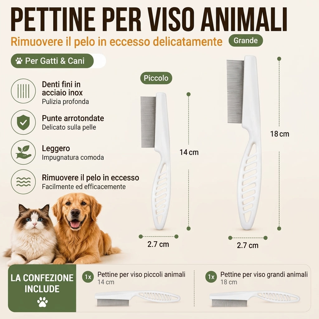 Rimozione Pelo Antipulci Pettine in Acciaio Inox per Animali