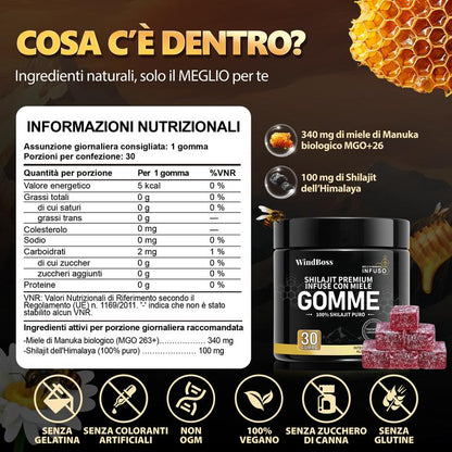 Supporto Naturale Gommose Shilajit Biologico Melograno Miele