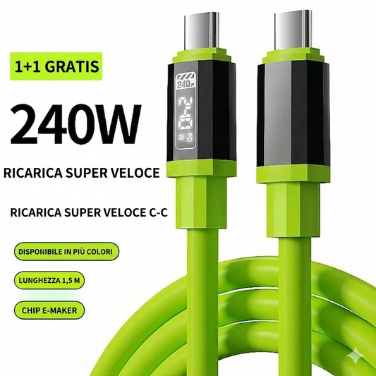 (Acquista 1 e Ricevi 1 in Omaggio) - Ricarica Veloce Cavo Dati 240W Compatibile Apple e Type-C