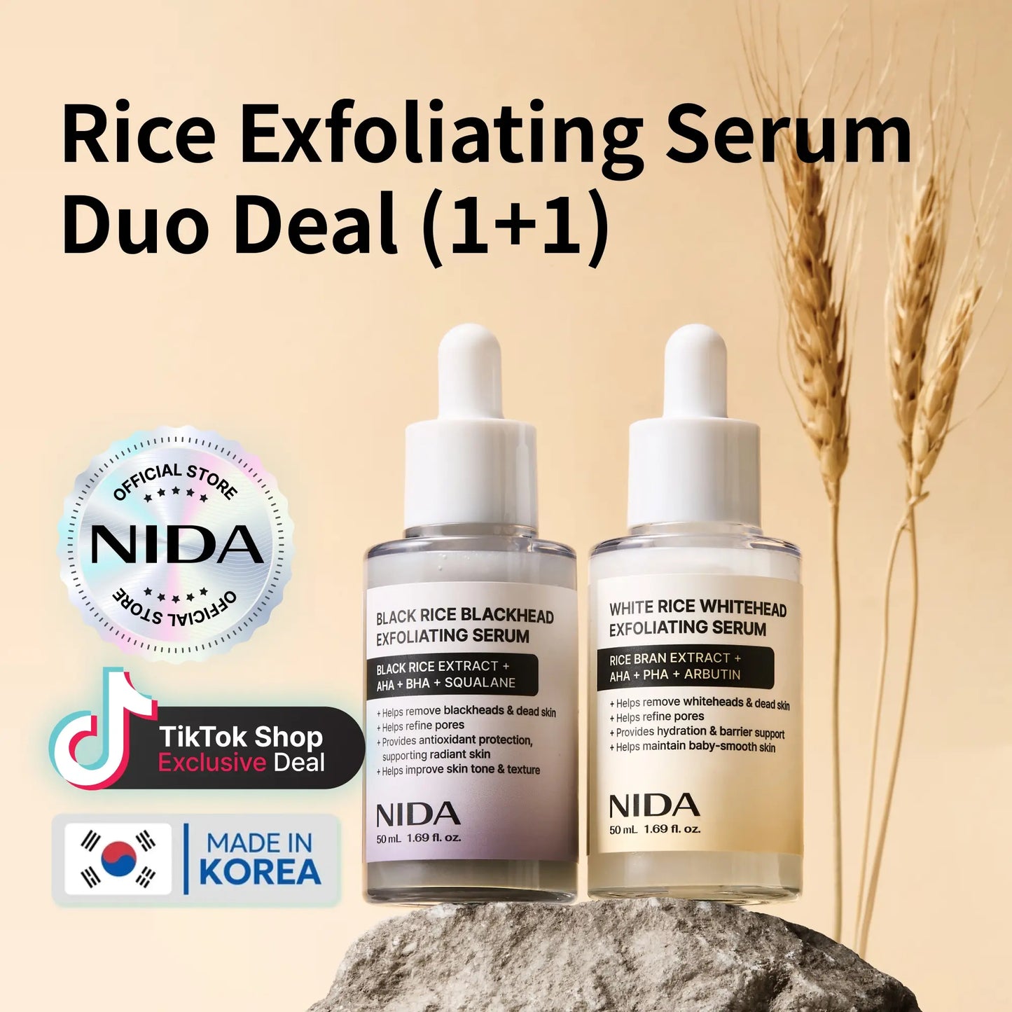 Esfoliante Viso Siero Riso Anti-Punti Neri Pori Puliti