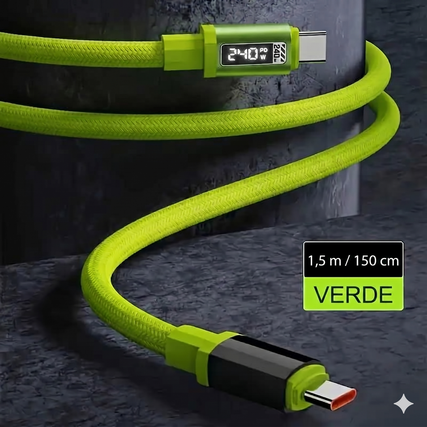 Colore Verde - Ricarica Veloce Cavo Dati 240W Compatibile Apple e Type-C