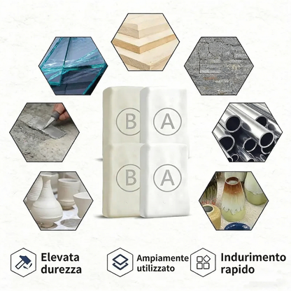 Stucco epossidico rinforzato con acciaio SOPAMI – Riparazione permanente per metallo, legno e calcestruzzo