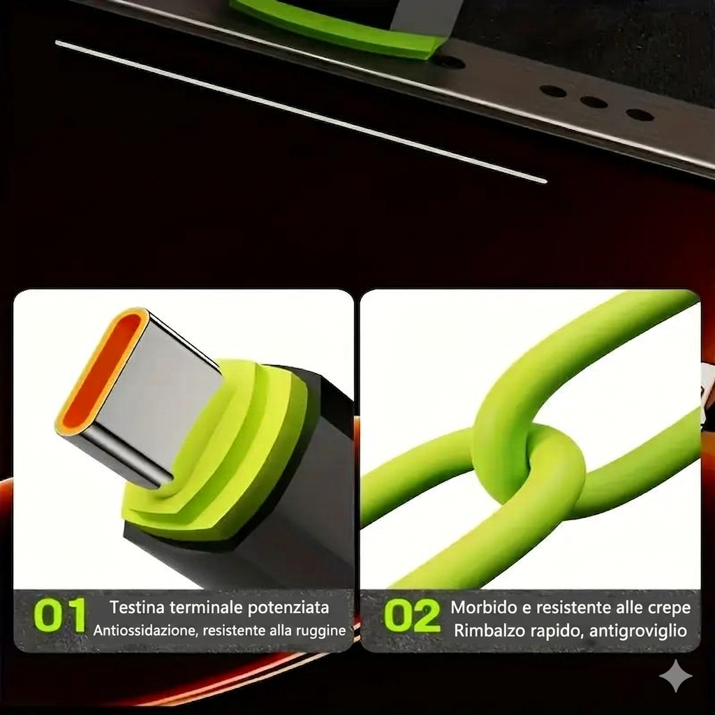 Colore Verde - Ricarica Veloce Cavo Dati 240W Compatibile Apple e Type-C