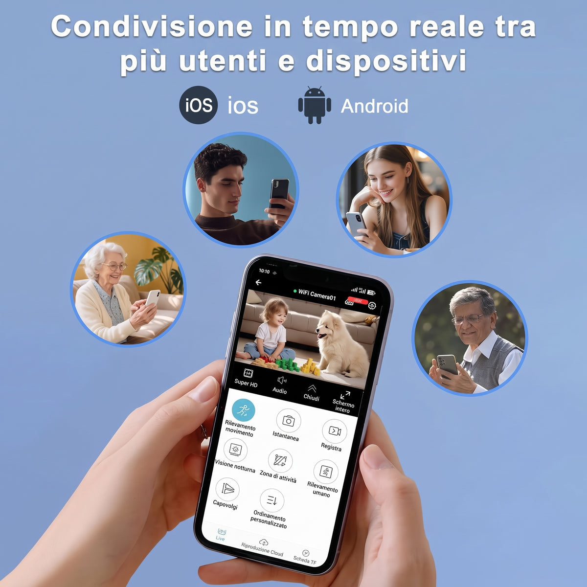 Sicurezza Casa Mini Telecamera WiFi 2K HD Visione Notturna