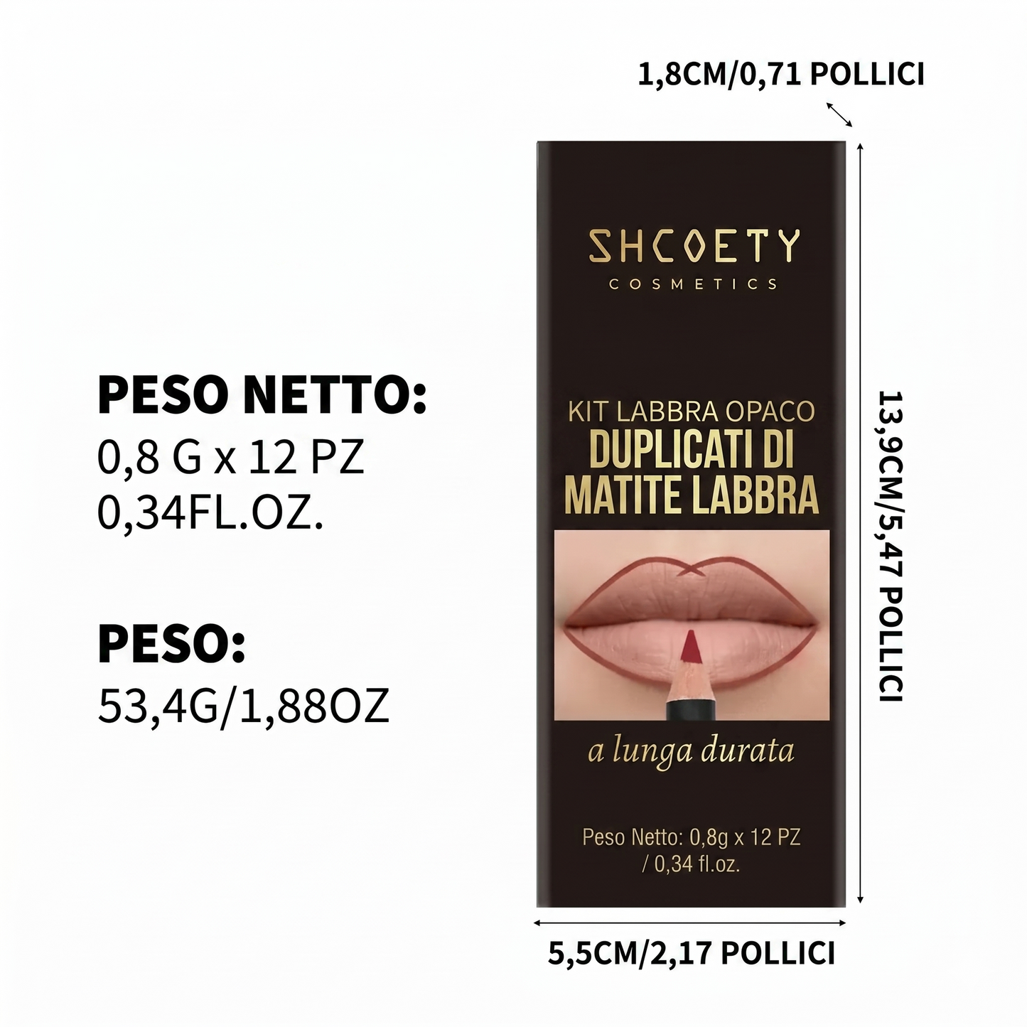 Set di 12 matite labbra opache - Colorazione facile