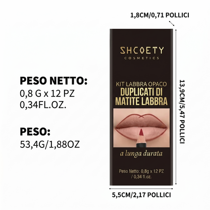 Set di 12 matite labbra opache - Colorazione facile