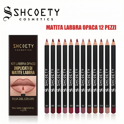 Set di 12 matite labbra opache - Colorazione facile