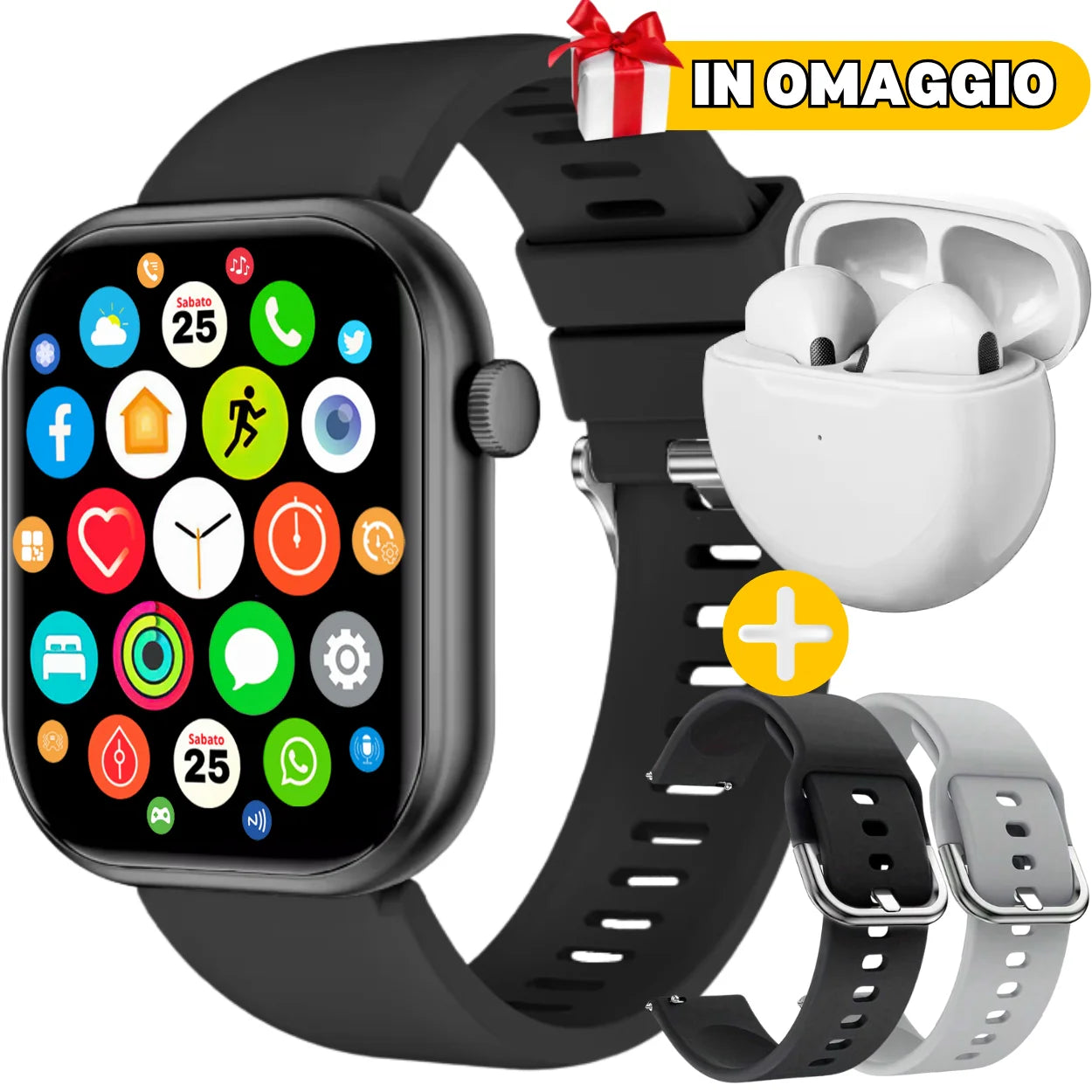 PALAMOT WATCH GT10 + 2 Cinturini + Cuffie Wireless Air20 IN OMAGGIO🎁