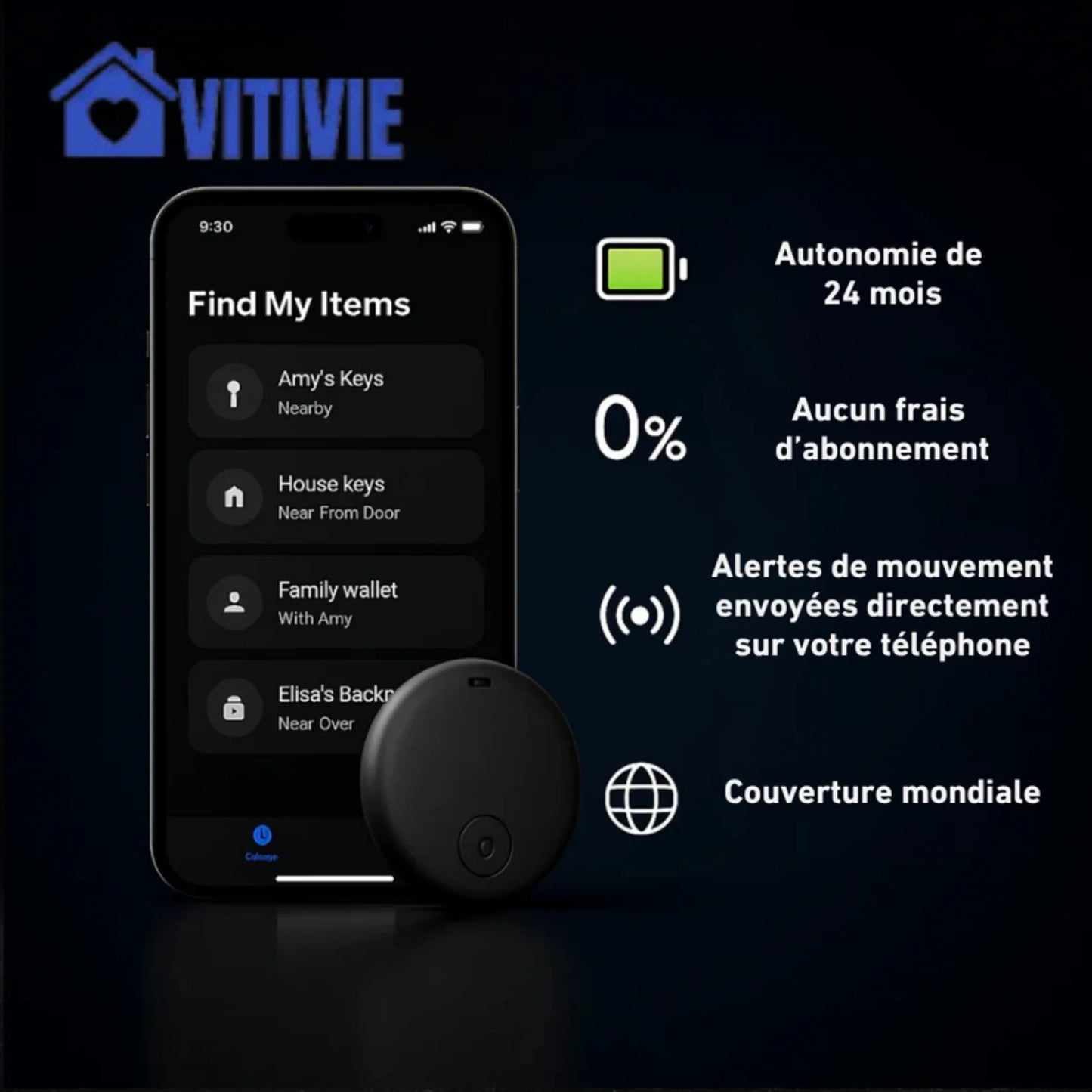 GP90 - Localizzatore GPS preciso senza abbonamento (Android/Apple)