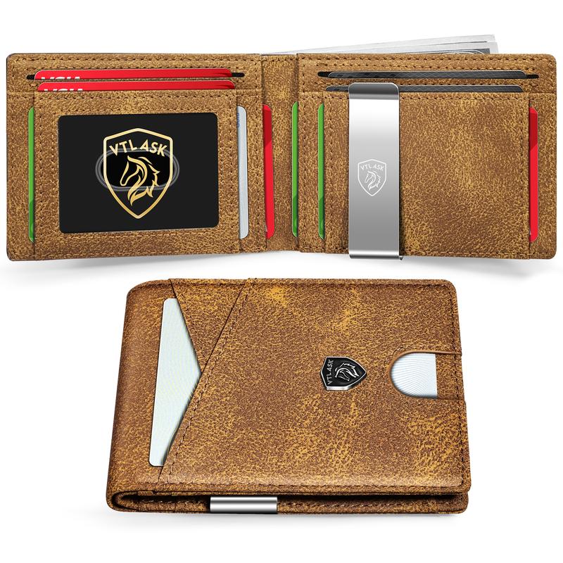 Portafoglio Uomo Slim Bifold Pelle Minimalista Antigraffio RFID