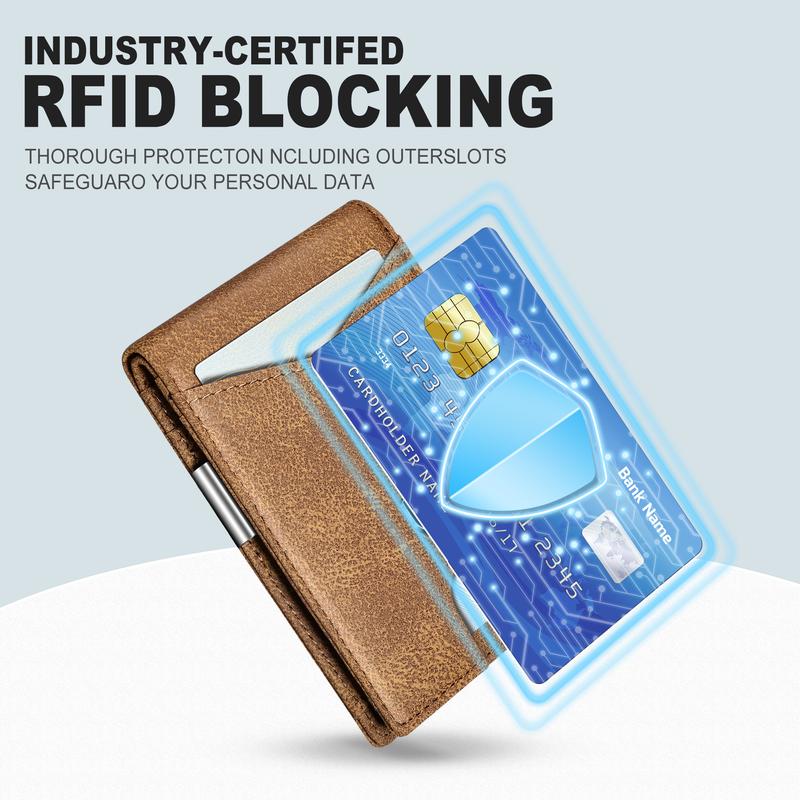 Portafoglio Uomo Slim Bifold Pelle Minimalista Antigraffio RFID