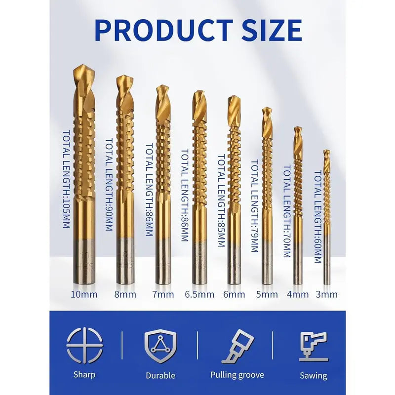 (Confezione da 6) - Foratura Precisa Set Trapano HSS Rivestito Titanio Serrato 3-10mm