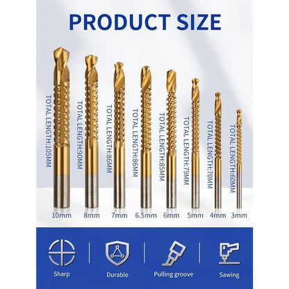 (Confezione da 6) - Foratura Precisa Set Trapano HSS Rivestito Titanio Serrato 3-10mm