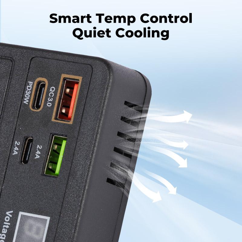 Convertitore 12-24V a 220V con USB QC3.0 e design compatto