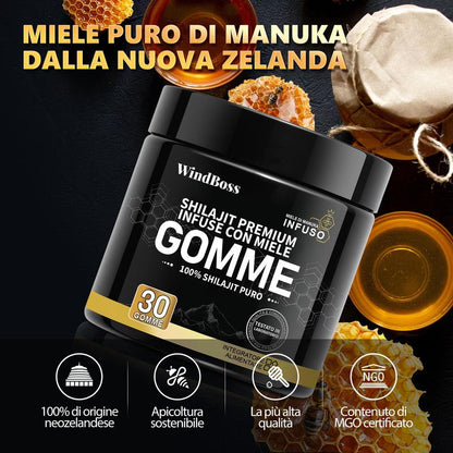 Supporto Naturale Gommose Shilajit Biologico Melograno Miele