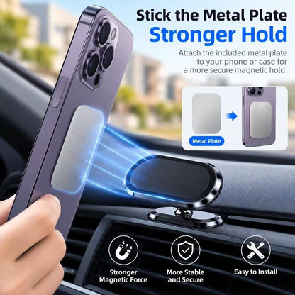 Confezione da 2 - Supporto Auto Magnetico Universale con Rotazione 360° e Ventosa