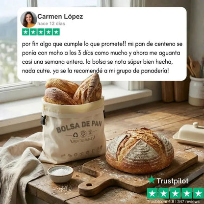 Sacchetti per il pane di alta qualità, realizzati al 100% in cotone e cera d'api.