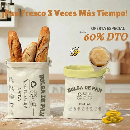 Sacchetti per il pane di alta qualità, realizzati al 100% in cotone e cera d'api.