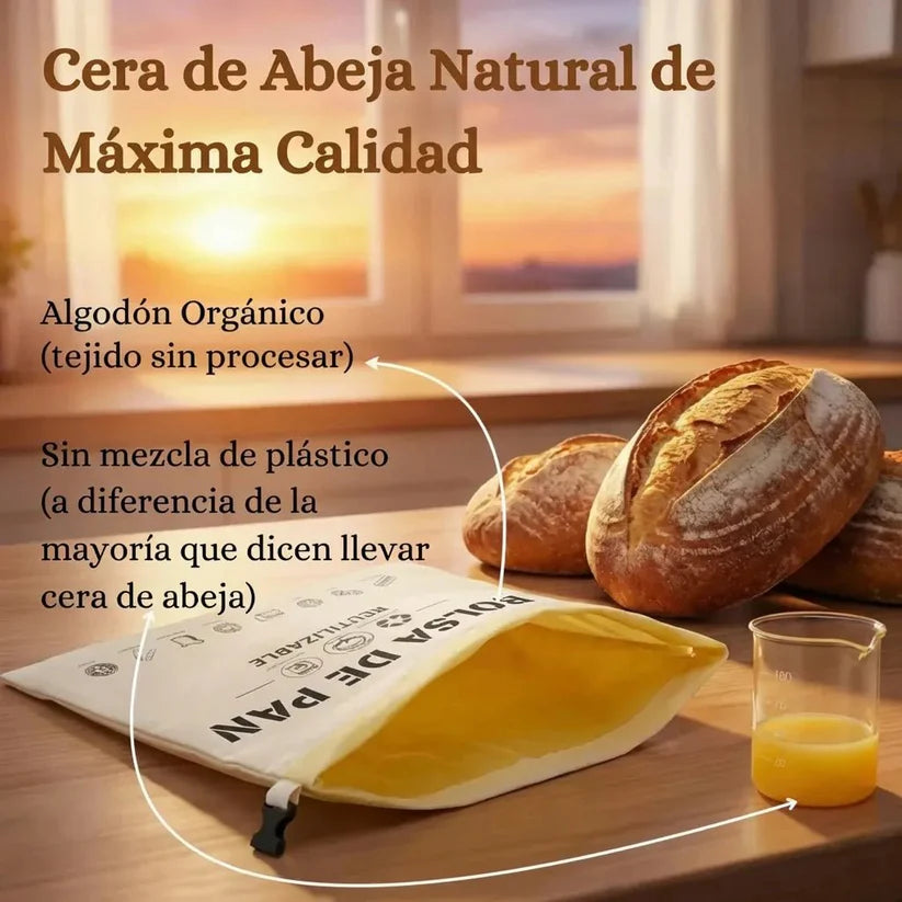 Sacchetti per il pane di alta qualità, realizzati al 100% in cotone e cera d'api.