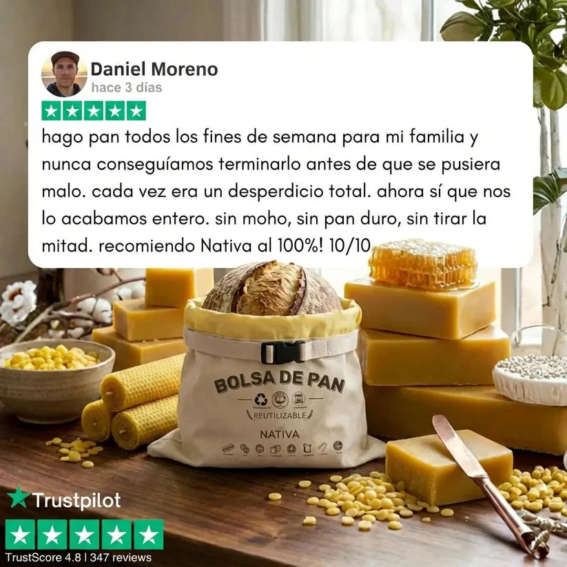 Sacchetti per il pane di alta qualità, realizzati al 100% in cotone e cera d'api.