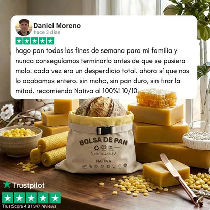 Sacchetti per il pane di alta qualità, realizzati al 100% in cotone e cera d'api.