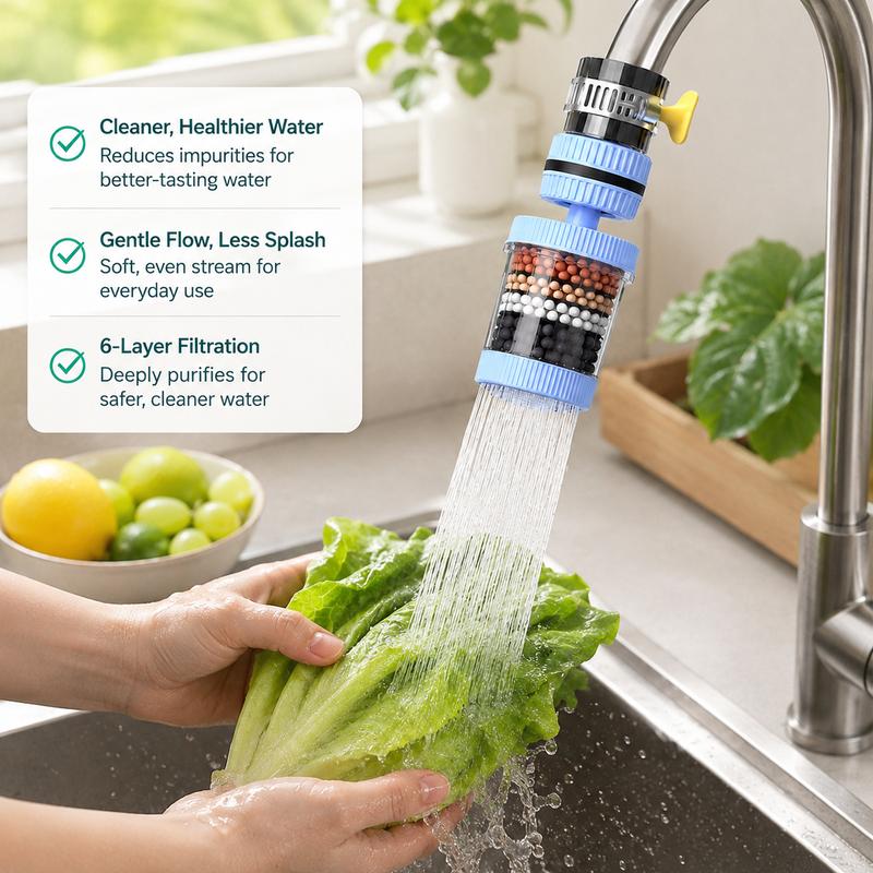 Filtraggio Acqua Pulita Filtro Rubinetto 6 Strati Girevole