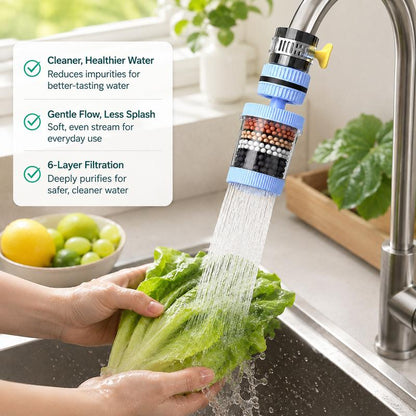 Filtraggio Acqua Pulita Filtro Rubinetto 6 Strati Girevole