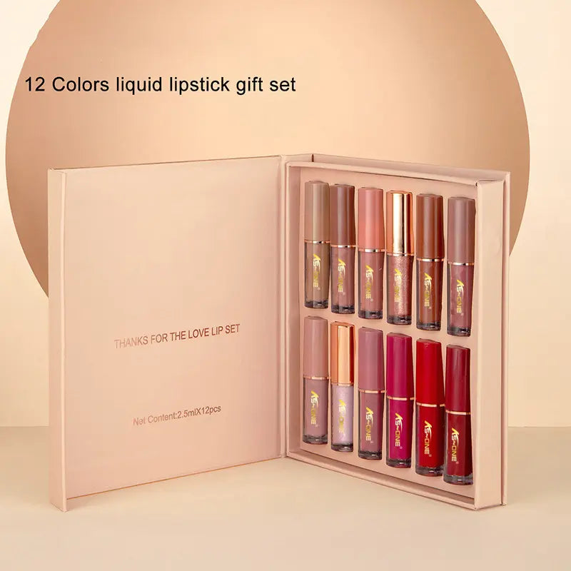 Confezione da 12 - Colorazione Lunga Tenuta Set Rossetti Liquidi Opachi Idratanti