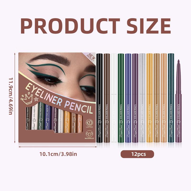 Colori Resistenti Matite Eyeliner Set 12 Colori Impermeabili