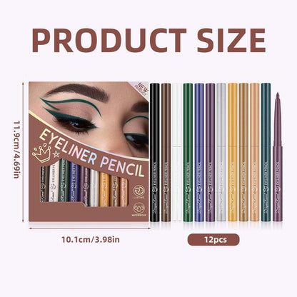 Colori Resistenti Matite Eyeliner Set 12 Colori Impermeabili