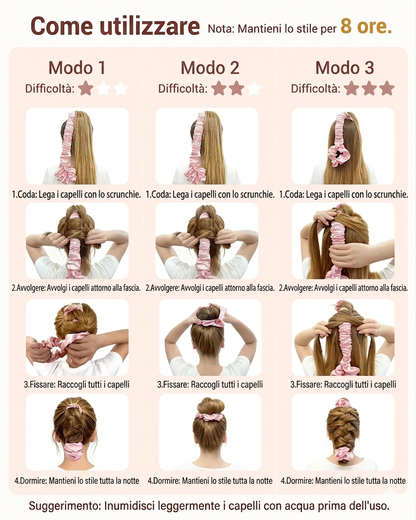 Bigodino Satinato Multiuso Per Capelli Grandi Con Scrunchie