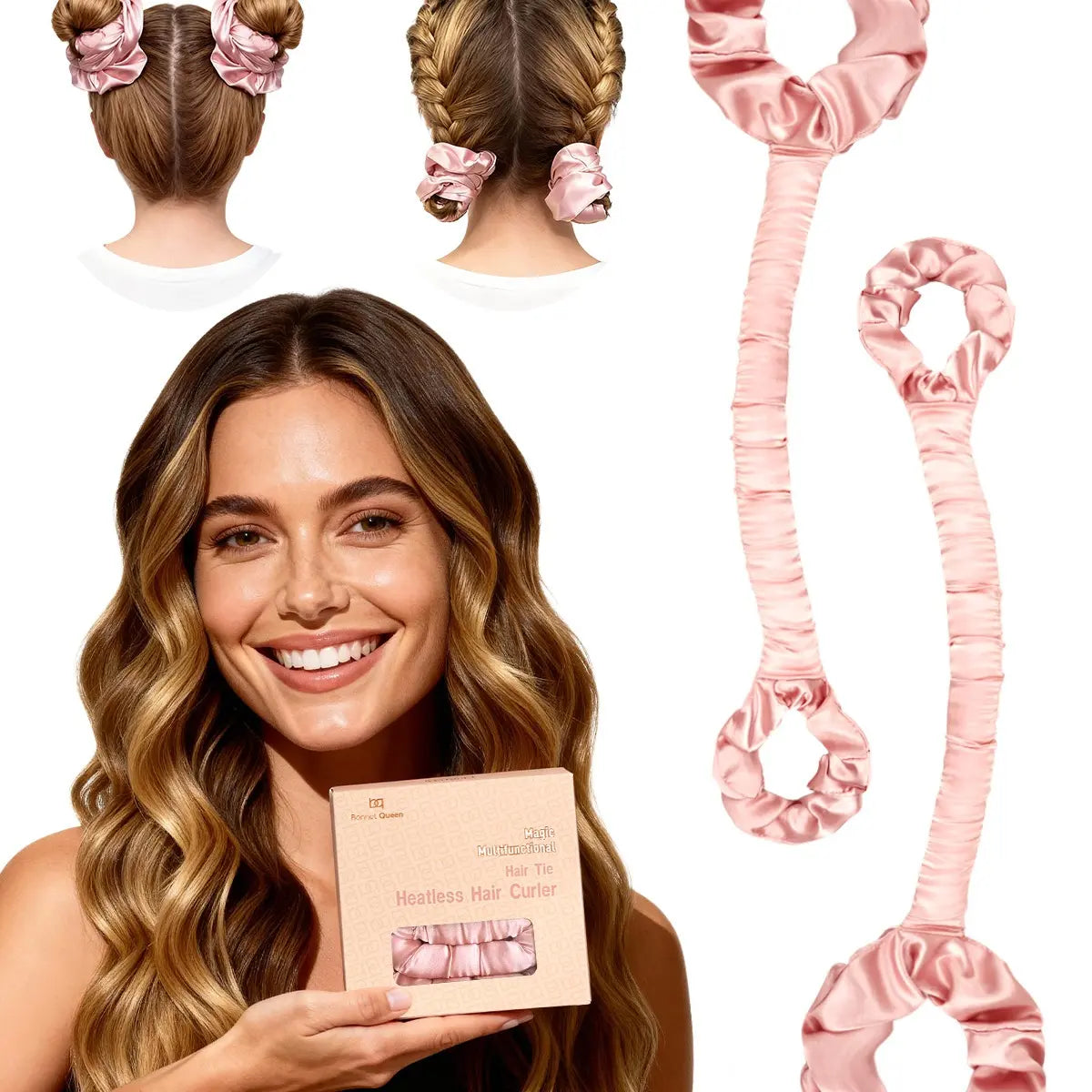 Bigodino Satinato Multiuso Per Capelli Grandi Con Scrunchie