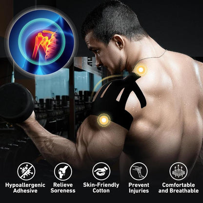Supporto Spalla Impermeabile con Tape Kinesiologico Pretagliato
