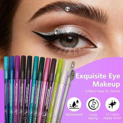 Colorata Matita Eyeliner 12 Colori Effetto Perlato Luminoso