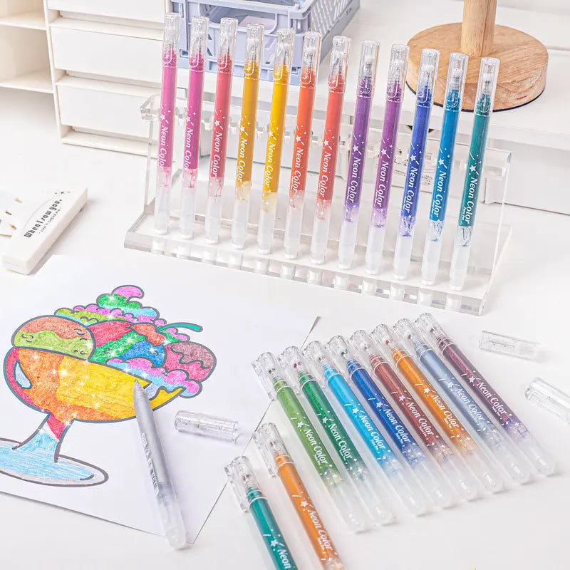 Colori Brillanti Penna Gel Glitter Metallico Resistente all'Acqua