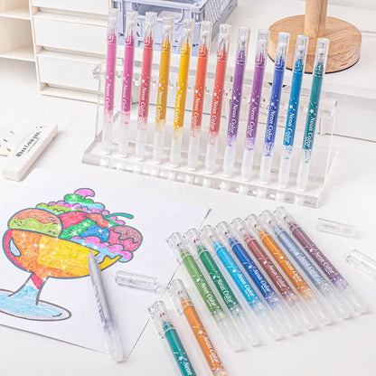 Colori Brillanti Penna Gel Glitter Metallico Resistente all'Acqua